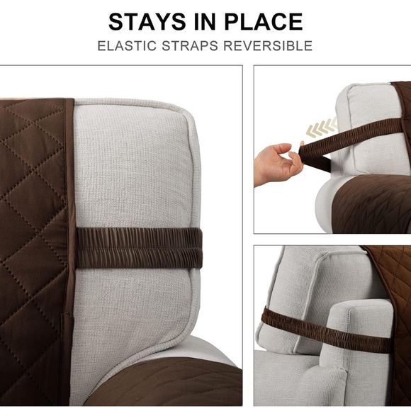 Chocolate Brown and Beige Reversible Sofa Cover, fits 54” loveseat - Picture 2 of 7